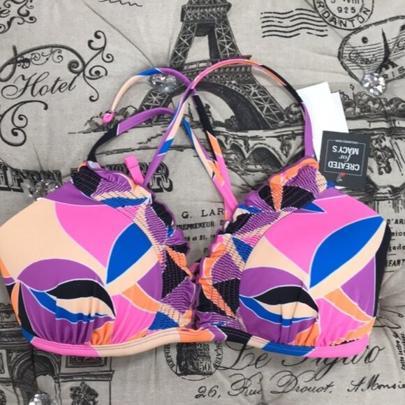 COPY - Salt+Cove Juniors' Kaleid. Smocked Bikini TOP - Picture 3 of 7